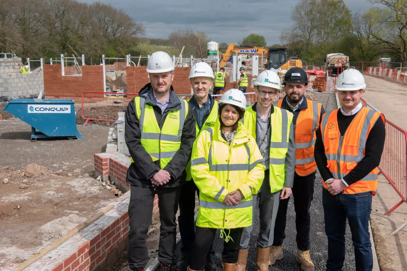 Project stakeholders stood in front of a 268-home development located behind the Verdin Exchange in Winsford