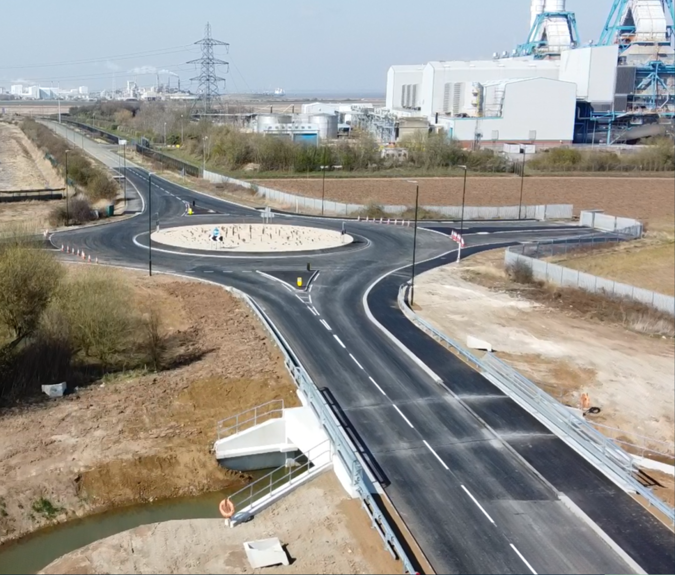 An image of a highway and roundabout