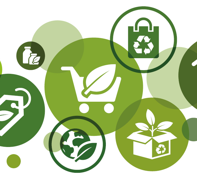 Different sustainability graphics in green circles