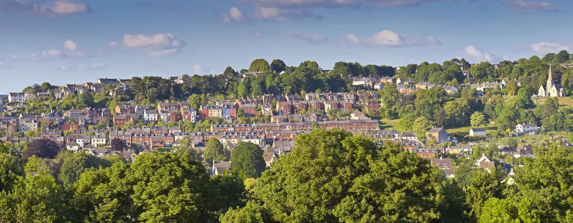 aerial shot of housing estate