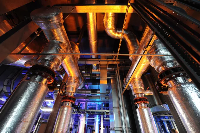 Plant room in Kings Yard Energy Centre, Stratford