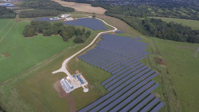 Drone image of ground mounted solar at Keele University
