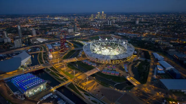 An aerial view of the Queen Elizabeth Olympic Park