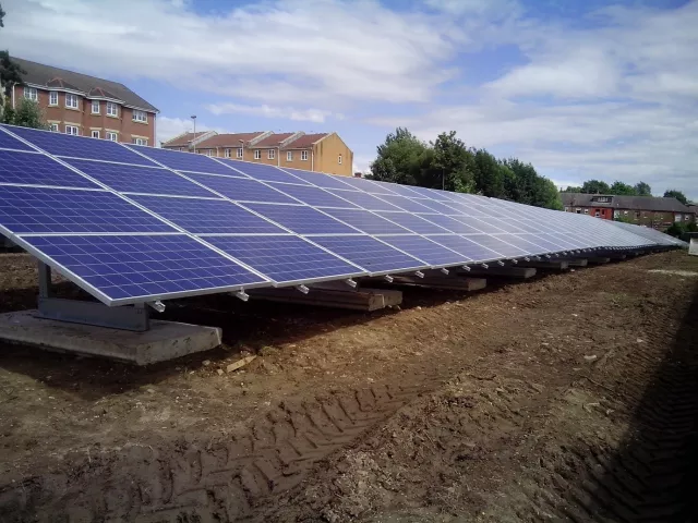 A picture of ground mounted solar PV at Hyde