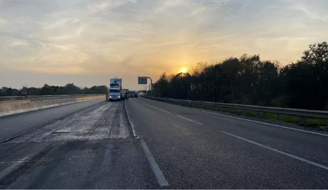 Image of motorway with work taking place on road
